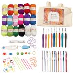 Incraftables Crochet Kit for Beginners – 85 Piece Beginner Crochet Kit for Adults & Kids with Yarn, Hooks, Accessories & Bonus Tote Bag Organizer – Learn to Crochet with Complete Starter Set