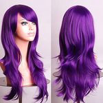 YEESHEDO 28" 70 cm Long Wavy Curly Hair Cosplay Wigs with Bangs for Women Girls Heat Resistant Synthetic Wig for Party Costume Anime Halloween (Purple)