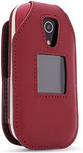 Leather Fitted Case for Consumer Cellular Doro 7050, Tracfone Doro 7050L Flip Phone - Features: Rotating Belt Clip, Screen & Keypad Protection & Secure Fit (Red)