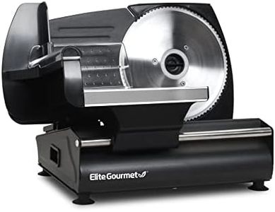 Elite Gourmet EMT-625B Ultimate Precision Electric Deli Food Meat Slicer Removable Stainless Steel Blade, Adjustable Thickness, Ideal for Cold Cuts, Hard Cheese, Vegetables & Bread, 7.5”, Black