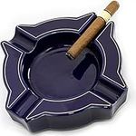 Cigar Ashtray,Ceramic Cigar Ash Tray,Cobalt Portable Ashtray,Large Ashtray. Perfect cigar stand, cigar ashtrays for outdoors,cigar accessories for men,Heavy cigar ashtrays (BTMN-CKZ)