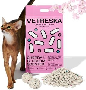 VETRESKA Cherry Blossom Tofu Cat Litter,Natural Kitty Litter Strong Clumping Flushable Cat Litter Pellets Ultra Absorbent,Odor Control,Dust-Free,Low Tracking Tofu Litter Compostable(5.5lb×1bag)