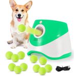 TIEXITOR Dog Ball Launcher with 12 Tennis Balls, Automatic Dog Ball Thrower for Indoor Outdoor, 3 Adjustable Distance 10-30 FT, Interactive Dog Toy Ball Fetch Machine for Small & Medium Dogs
