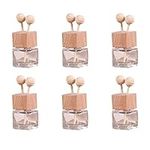 6 Packs Air Outlet Perfume Empty Bottle Clear Glass Car Essential Oil Diffuser Bottle Auto Freshener Vent Clip Aromatherapy Fresh Air