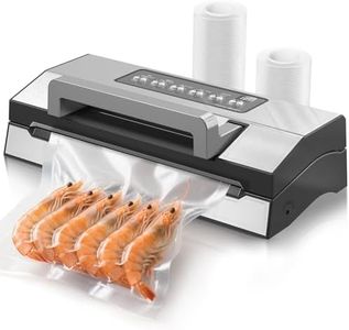 Precision Vacuum Sealer – LIWUNON Stainless Steel Food Vacuum Sealer Machine, Double Heat Seal, All-in-One Versatile for All Foods, Large Bag Storage, Built-in Cutter, Easy-Lock Handle