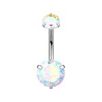 Daesar Belly Button Ring, Surgical Steel Belly Ring Belly Piercing Ring Classic Round Cubic Zirconia Colorful Silver Belly Bar