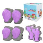 LANOVAGEAR Children Knee Elbow Pads, Kids Protective Gear Set 2-8 Years, Kids Toddler Knee Elbow Wrist Pads for Skateboard Scooter Bike Cycling Skating Rollerblading (Purple, S)