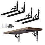 8 Inch Decorative Shelf Brackets Pack of 4, Heavy Duty Steel Shelf Supports, Right Angle Shelving Hardware