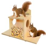 Suewidfay Squirrel Feeder with Lift-Up Lid, Wooden Squirrel Feeders for Outdoor Winter Garden Outside Backyard, Waterproof Durable Squirrel Feeder Just for Squirrels