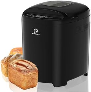 SUPERLEX Sourdough Bread Maker, 11 Programmes Gluten Free Whole Grain Rye Bread Machine, 1.5lb 2lb Loaf, 13H Delay Timer, 1H Keep Warm, Non-Stick Pan, Fast Bake, LCD Display, Compact for UK Kitchen