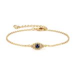 LOYATA Evil Eye Bracelet Gold Diamond Cubic Zirconia 14K Gold Filled Dainty Chain Simple Jewelry Gift for Women