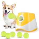 HuuppHip Automatic Dog Ball Launcher,Dog Ball Thrower with 10-30ft Launch Distance Adjustable,Tennis Ball Launcher for Dogs Indoor Outdoor with 6 Mini Balls,Interactive Dog Toys for Small Dogs