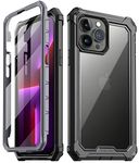 Poetic Guardian Series Case Compatible with iPhone 13 Pro 6.1 inch, Full-Body Hybrid Reinforced Shockproof Protective Rugged Clear Bumper Cover Case with Built-in Screen Protector, Black/Clear