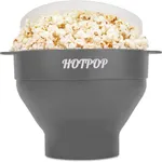 The Original Popco Silicone Microwave Popcorn Popper with Handles, Silicone Popcorn Maker, Collapsible Bowl Bpa Free and Dishwasher Safe - 15 Colors Available (Gray)