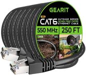 GearIT Cat6 Outdoor Ethernet Cable (250ft) 23AWG Pure Copper, FTP, LLDPE, Waterproof, Direct Burial, In-Ground, UV Resistant, POE, Network, LAN, Internet, Cat 6, Cat6 Cable - 250 Feet