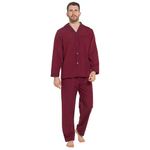 Lora Dora Strong Soul Mens Traditional 2 Piece Pyjamas, Plain Red, M