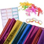 Suffix Retail ® - 25 PCS Gift Wrapping Holographic Cellophane Sheets 40 Nametag Stickers, 30 Ribbons For Gift Packing & 2 Clear Tape | Gift Wrapping Sheets - 45CM x 65CM (25)