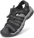 Dannto Women's Sport Hiking Sandals Closed Toe Outdoor Athletic Walking Sandal Lightweight Summer Water Shoes Black Gray Size 6