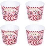 Secen London - Reusable Plastic Popcorn Containers/Popcorn Bowls Set for Movie Theater Night,Washable in The Dishwasher,%100 BPA Free, Plastic, (4PCS Popcorn Basket),(Popcorn Basket Red)