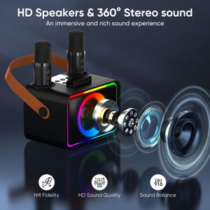 Portable Karaoke Machine with 2 Wireless Microphones – Bluetooth Speaker