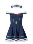 Ann Summers - Sexy Sailor Outfit, Adult Fancy Dress Costume, Sailor Moon Outfit, Hello Sailor Halloween Costume, Nautical Roleplay - White/Blue