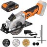 Extbtfor Circular Saw,4-1/2" Mini Circular Saw Cordless with 2.0A Battery, Power Saw with Laser Guide, 3400RPM, Maximum Cutting 1-11/16" at 90° and 1-1/8"at 45° for Wood, Soft Metal, Plastic