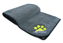 SOFTSPUN Microfiber Pet Towel 70x140 cms 1pcs 380gsm Grey! Ultra-Soft, Ultra-Absorbent for Drying Medium & Large Dogs & Cats of All Breeds Quickly.