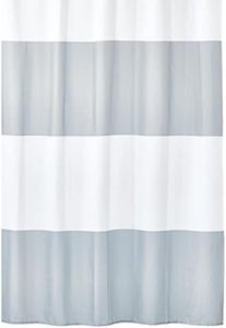 mDesign Pratiche tende da bagno – Tenda da doccia in tessuto 100% poliestere – Tenda per vasca da bagno ottima per ogni tipo di arredamento – grigio/bianco