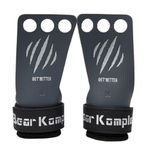 Bear KompleX 2 and 3 Hole Carbon Hand Grips for Workouts, Pull-ups, Weightlifting, WOD Gymnastics, Crosstraining Palm Grips with Wrist Wraps, Hand Protection from Rips and Blisters,1 Pair