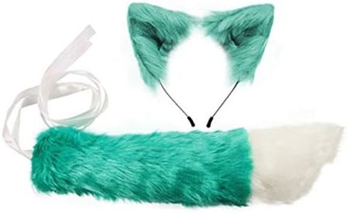 COSYEARS Handmade Fox Wolf Ears Headband and Faux Fur Tail for Halloween Cosplay Party Costume Accessories