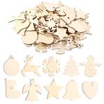 100PCS Christmas Wooden Ornaments Wooden Baubles Wood Slices Christmas Hanging Embellishments Christmas Tree Hanging Ornaments for Christmas DIY Crafts Xmas Tree Decoration