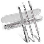 3PCS Cuticle Pusher and Gel Polish Remover Set with Nail Files, Salon Quality Metal Acetone Gel Nail Polish Peeler Scraper Durable Professional Manicure Pedicure Cleaner Tool For Fingernail Toenail