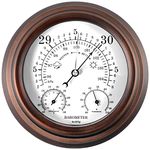 Lirches 8'' Barometer thermometer hygrometer - 3 in 1 Atmospheric Pressure Temperature Hygrometer Weather Station, Hanging Premium Steel Barometer for Home Wall, Fishing Boat, Baby Room, Office