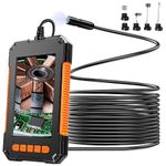 1080P Industrial Endoscope, Endoscope Inspection Camera with Light, 4.3'' Screen, IP67 Waterproof Borescope Telescopic Camera with 32.81ft Cable, 8 LED Lights