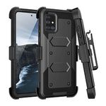 TJS Phone Case Compatible with Samsung Galaxy A71 5G (Not Fit Galaxy A71 4G (SM-A715F/DS)/Verizon A71 5G UW), Belt Clip Holster Hybrid Kickstand Heavy Duty Cover (Black)