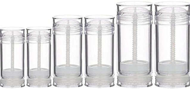 30 ML 50 ML 75 ML Contenants de déodorant Twist-up Forme Ronde Bâton de Remplissage de Fond Clair Vide Bouteilles de déodorant Rechargeables Tubes de baume à lèvres pour Le Bricolage (Total 6Pcs)