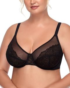 HSIA 36dd Bras for Women Full Coverage Underwire Bras Plus Size,Lifting Lace Bra for Heavy Breast 36DD Black