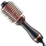 NexLev Ionic Hot Air Brush | 3 in 1 Blow Dryer, Straightener, Volumizer & Styler | 360° Airflow Vents | Ceramic Tourmaline Coated Brushing Head | Tangle Free Bristle |3 Speed & 2 Heat Settings|V-01RG