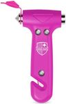 Swiss Safe Durable 5-1 Car Safety Hammer Car Window Breaker Breaker Tool w/Seatbelt Cutter - Emergency Escape Glass Hammer for Car - Truck, Car Safety Essentials & Accessories - Pink, 1 Pack