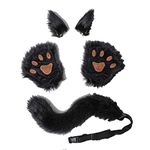 XINCHIA Faux Fur Fox Cat Ears Hair Clip Tail Gloves Set Fluffy Wolf Fox Cosplay Costume Hair Hoop Long Tail Kit Animal Dress Up Fancy Dress Accessories Halloween Role Play Party Costume