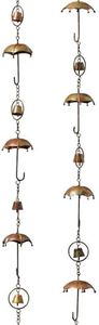 Ancient Graffiti Umbrella & Bell Rain Chains, Copper Colored, Pack of 2