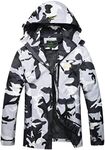 GIISAM Mens Windproof Jacket Waterproof Lightweight Mountain Sport Jacket for Men Hooded Windbreaker Raincoat, Black/White-camo, XX-Large