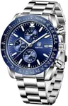 BENYAR Classic Fashion Quartz Chronograph Watch Casual Sport 30M Waterproof Leather Band Mens Watches (Blue)