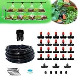 AWOWZ 59FT/18M Mist Irrigation Kits Plant Watering System, 1/4”Drip Tubing Hose and Two-Ways Connector, 20pcs Locking Misters, DIY Automatic Drip Irrigation Kit for Lawn, Garden, Greenhouse, Farm