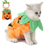 Legendog Cat Halloween Costume,Cat Halloween Apparel Pumpkin Design Funny Pet Clothing Halloween Cat Outfit with Pumpkin Headwear for Cats and Puppy