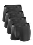 DAVID ARCHY Men's Underwear Ultra Soft Micro Modal Moisture-Wicking Boxer Briefs or Trunks for Men, 3 or 4 Packs, Black- 2.5" in 4 Pack- No Fly, S