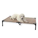 K&H Pet Products Elevated Outdoor Dog Cot Bed, Raised Cooling Bed with Washable Breathable Mesh for Extra-Large Dogs, Portable Raised Platform Pet Bed, Heavy Duty Metal Frame Hammock Bed, XL, Tan