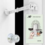 Neobay Magnetic Child Proof Door Lock. No Need for Interior Cat Door. Door Strap and Latch Keep Toddler Out of Room with Litter Box While Let Cat in Easily