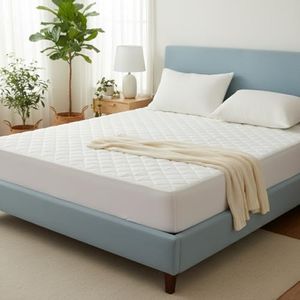 IMFAA Quilted Super king Mattress Protector & Mattress Topper, Soft Breathable Quilted Pad, Extra Deep 30cm Fitted Stretch Skirt, Anti-Allergy Noiseless Bed Cover, Machine Washable (182x200+30) Cm