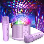 Exssary Karaoke Machine with Disco LED Lights for Kids Adults, Toys Birthday Gifts for Girls 3 4 5 6 7 8-12 Years Old Portable Speaker with 2 Bluetooth Microphone Family Home Party